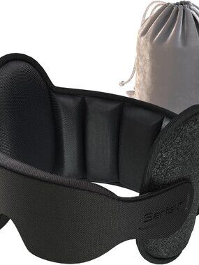 Travel Pillow for Different Heights, with Stable Head Support, Eye Mask, Black